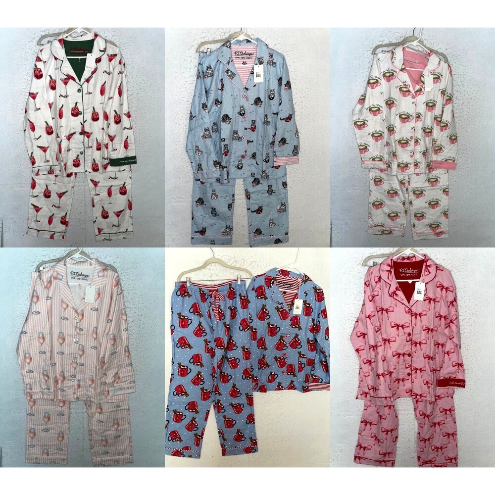 PJ Salvage 100% Cotton Women's Flannel Pajama Set Cat Kitten 2pc XS S M L XL NWT